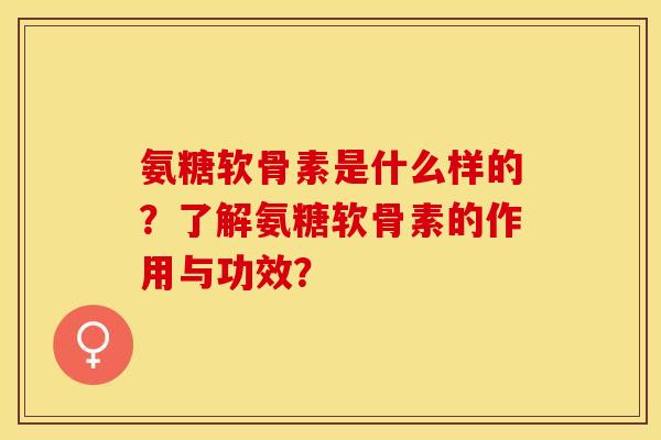 氨糖软骨素是什么样的？了解氨糖软骨素的作用与功效？-第1张图片-关节保镖