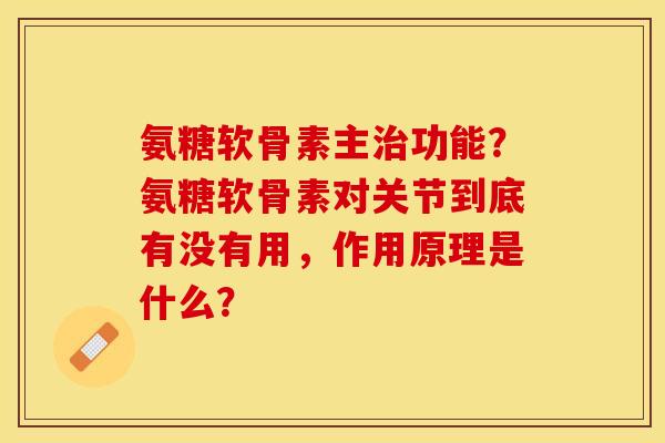 氨糖软骨素主治功能？氨糖软骨素对关节到底有没有用，作用原理是什么？