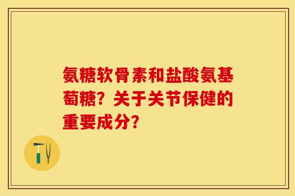 氨糖软骨素和盐酸氨基萄糖？关于关节保健的重要成分？