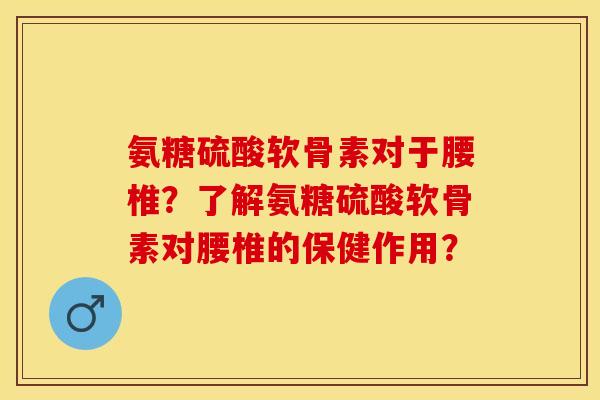 氨糖硫酸软骨素对于腰椎？了解氨糖硫酸软骨素对腰椎的保健作用？-第1张图片-关节保镖