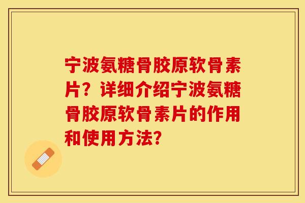 宁波氨糖骨胶原软骨素片？详细介绍宁波氨糖骨胶原软骨素片的作用和使用方法？-第1张图片-关节保镖