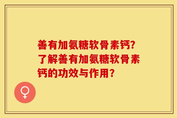 善有加氨糖软骨素钙？了解善有加氨糖软骨素钙的功效与作用？-第1张图片-关节保镖