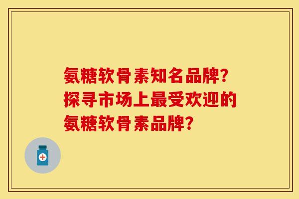 氨糖软骨素知名品牌？探寻市场上最受欢迎的氨糖软骨素品牌？-第1张图片-关节保镖