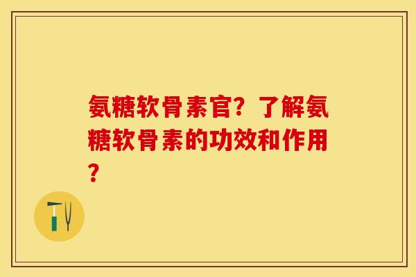 氨糖软骨素官？了解氨糖软骨素的功效和作用？-第1张图片-关节保镖