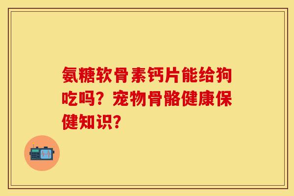 氨糖软骨素钙片能给狗吃吗？宠物骨骼健康保健知识？-第1张图片-关节保镖