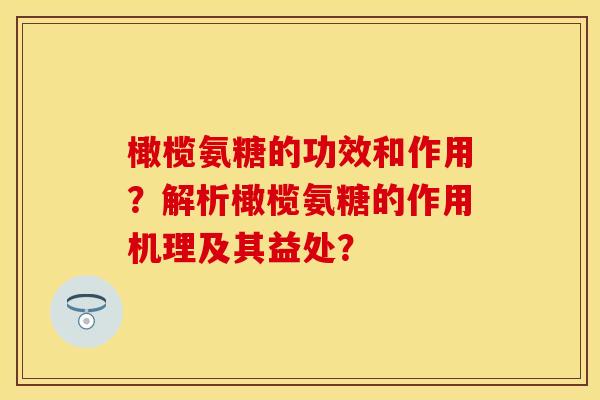 橄榄氨糖的功效和作用？解析橄榄氨糖的作用机理及其益处？-第1张图片-关节保镖