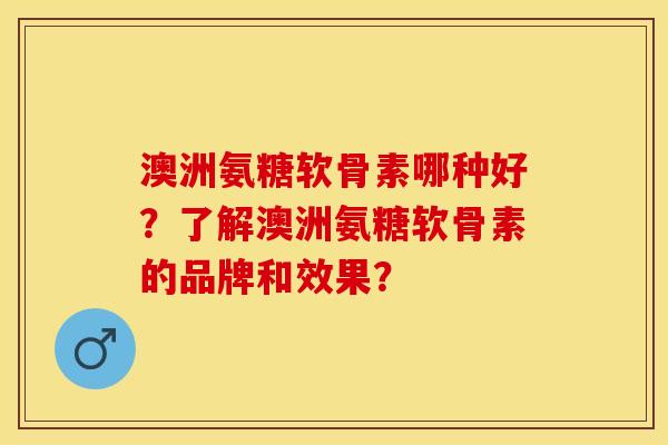 澳洲氨糖软骨素哪种好？了解澳洲氨糖软骨素的品牌和效果？-第1张图片-关节保镖