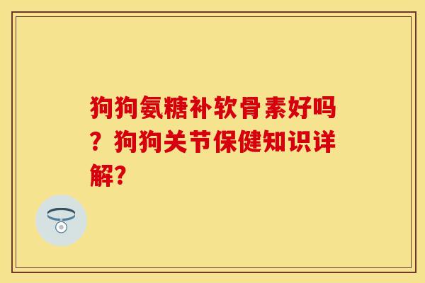 狗狗氨糖补软骨素好吗？狗狗关节保健知识详解？