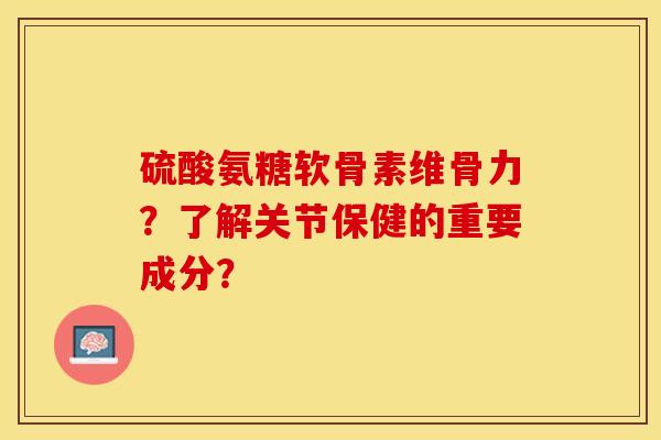 硫酸氨糖软骨素维骨力？了解关节保健的重要成分？-第1张图片-关节保镖