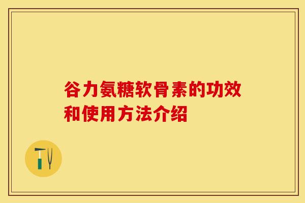 谷力氨糖软骨素的功效和使用方法介绍-第1张图片-关节保镖