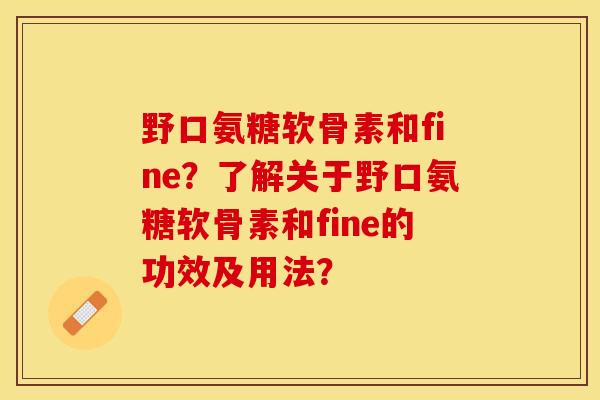 野口氨糖软骨素和fine？了解关于野口氨糖软骨素和fine的功效及用法？-第1张图片-关节保镖
