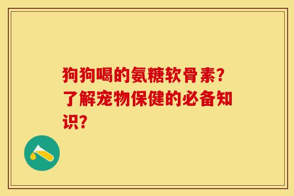 狗狗喝的氨糖软骨素？了解宠物保健的必备知识？-第1张图片-关节保镖