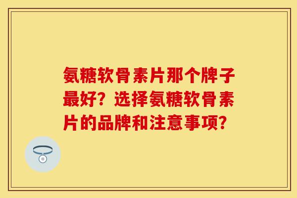 氨糖软骨素片那个牌子最好？选择氨糖软骨素片的品牌和注意事项？-第1张图片-关节保镖