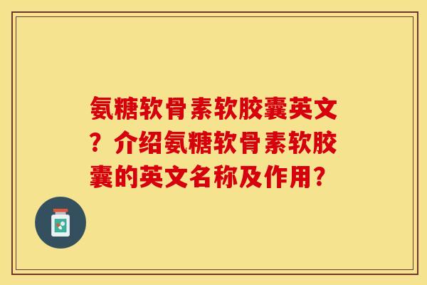 氨糖软骨素软胶囊英文？介绍氨糖软骨素软胶囊的英文名称及作用？-第1张图片-关节保镖