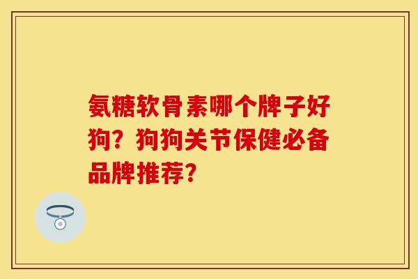 氨糖软骨素哪个牌子好狗？狗狗关节保健必备品牌推荐？-第1张图片-关节保镖