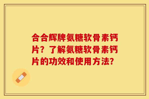 合合辉牌氨糖软骨素钙片？了解氨糖软骨素钙片的功效和使用方法？-第1张图片-关节保镖