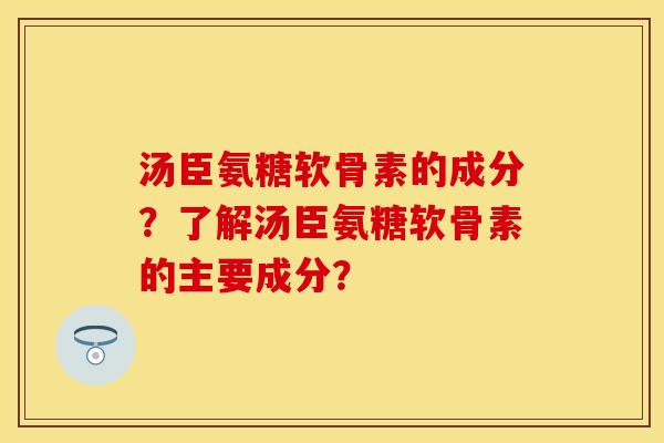 汤臣氨糖软骨素的成分？了解汤臣氨糖软骨素的主要成分？-第1张图片-关节保镖