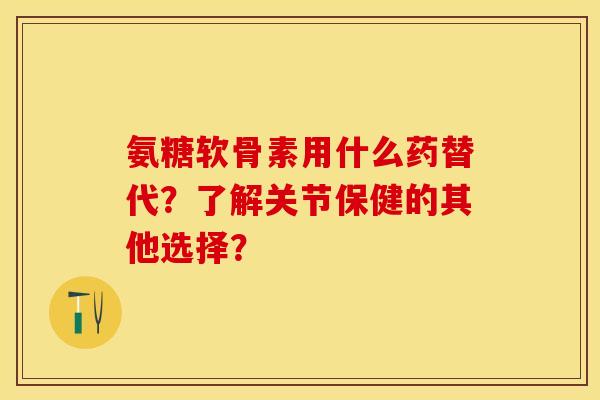 氨糖软骨素用什么药替代？了解关节保健的其他选择？-第1张图片-关节保镖