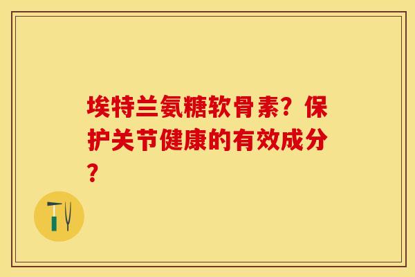 埃特兰氨糖软骨素？保护关节健康的有效成分？-第1张图片-关节保镖