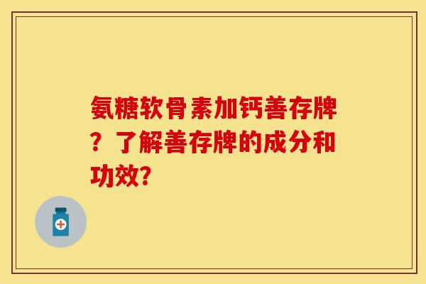 氨糖软骨素加钙善存牌？了解善存牌的成分和功效？-第1张图片-关节保镖