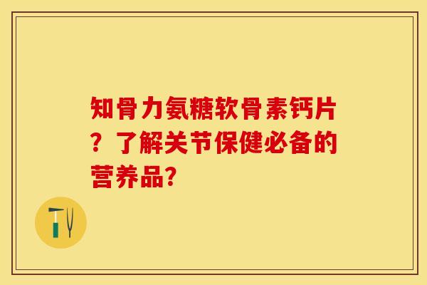 知骨力氨糖软骨素钙片？了解关节保健必备的营养品？-第1张图片-关节保镖