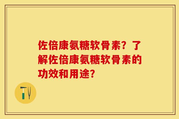佐倍康氨糖软骨素？了解佐倍康氨糖软骨素的功效和用途？-第1张图片-关节保镖