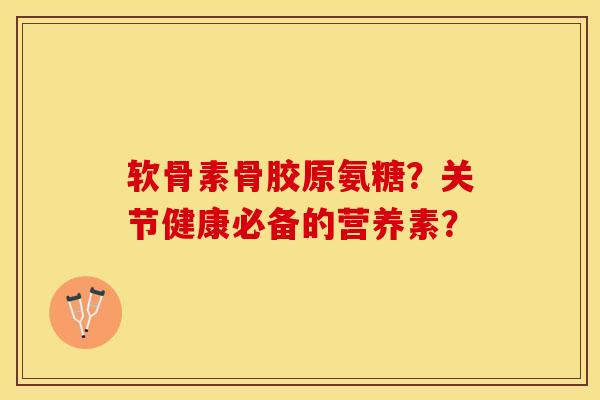 软骨素骨胶原氨糖？关节健康必备的营养素？-第1张图片-关节保镖