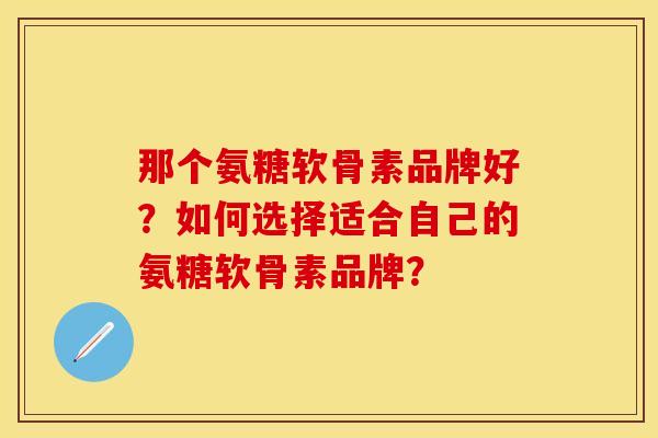 那个氨糖软骨素品牌好？如何选择适合自己的氨糖软骨素品牌？-第1张图片-关节保镖