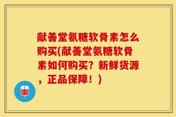 献善堂氨糖软骨素怎么购买(献善堂氨糖软骨素如何购买？新鲜货源，正品保障！)-第1张图片-关节保镖