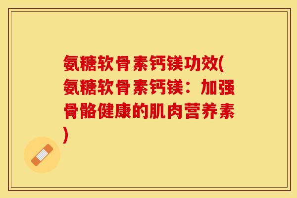 氨糖软骨素钙镁功效(氨糖软骨素钙镁：加强骨骼健康的肌肉营养素)