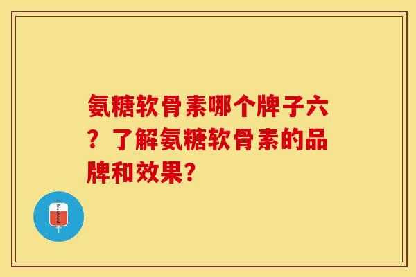 氨糖软骨素哪个牌子六？了解氨糖软骨素的品牌和效果？