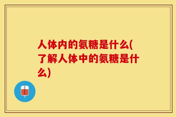 人体内的氨糖是什么(了解人体中的氨糖是什么)-第1张图片-关节保镖