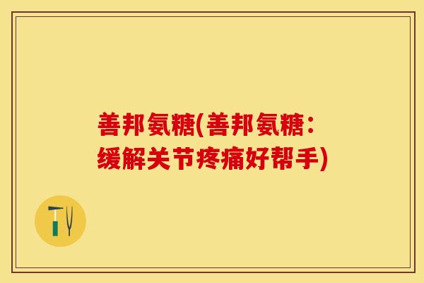 善邦氨糖(善邦氨糖：缓解关节疼痛好帮手)