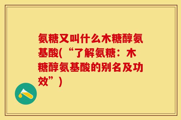 氨糖又叫什么木糖醇氨基酸(“了解氨糖：木糖醇氨基酸的别名及功效”)