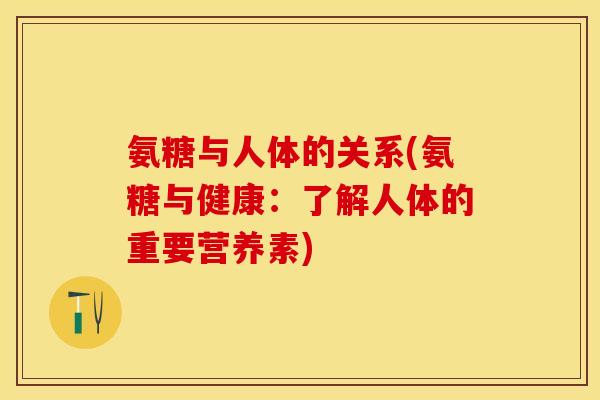 氨糖与人体的关系(氨糖与健康：了解人体的重要营养素)-第1张图片-关节保镖