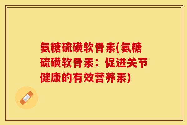氨糖硫磺软骨素(氨糖硫磺软骨素：促进关节健康的有效营养素)-第1张图片-关节保镖