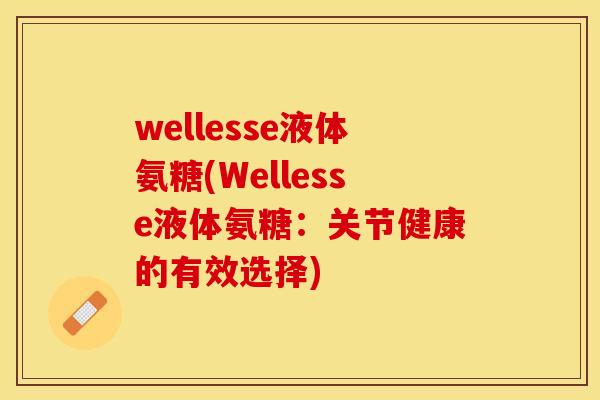 wellesse液体氨糖(Wellesse液体氨糖：关节健康的有效选择)-第1张图片-关节保镖