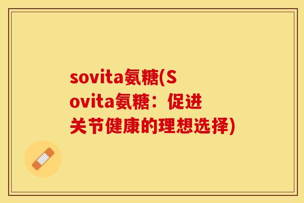 sovita氨糖(Sovita氨糖：促进关节健康的理想选择)-第1张图片-关节保镖