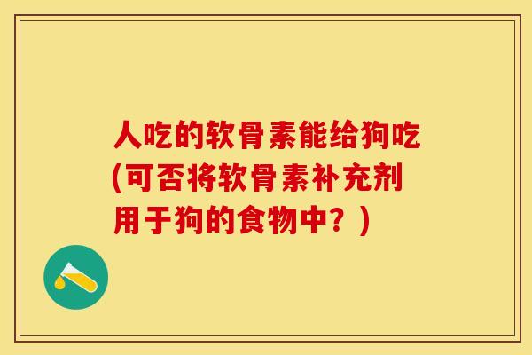 人吃的软骨素能给狗吃(可否将软骨素补充剂用于狗的食物中？)-第1张图片-关节保镖