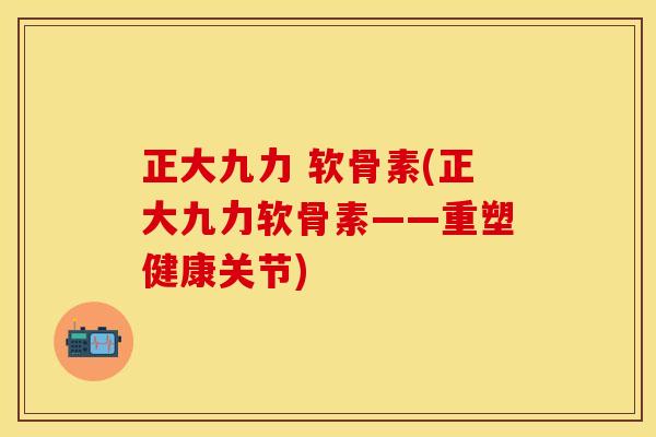 正大九力 软骨素(正大九力软骨素——重塑健康关节)-第1张图片-关节保镖