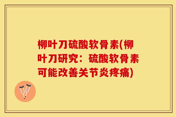 柳叶刀硫酸软骨素(柳叶刀研究：硫酸软骨素可能改善关节炎疼痛)-第1张图片-关节保镖