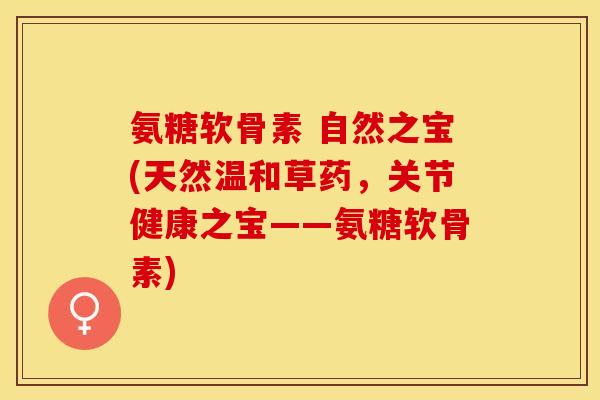 氨糖软骨素 自然之宝(天然温和草药，关节健康之宝——氨糖软骨素)-第1张图片-关节保镖