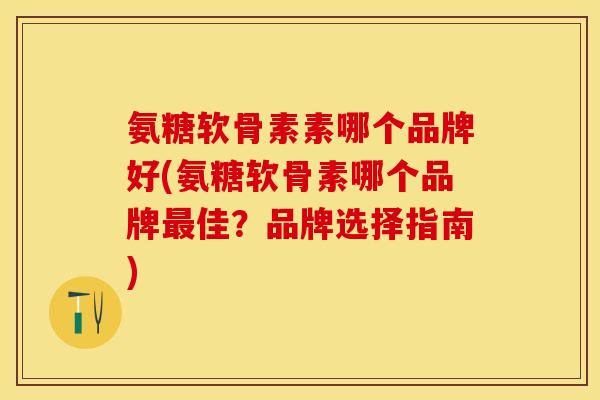 氨糖软骨素素哪个品牌好(氨糖软骨素哪个品牌最佳？品牌选择指南)-第1张图片-关节保镖
