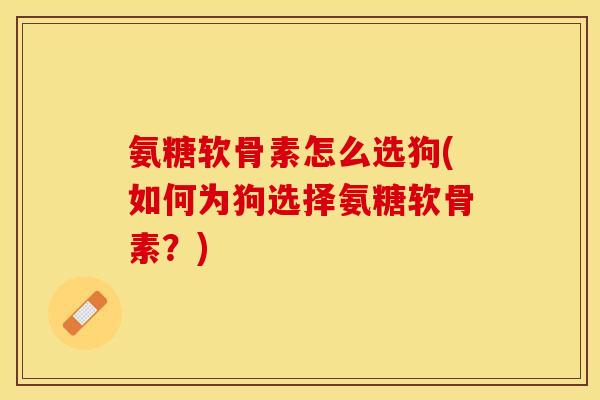 氨糖软骨素怎么选狗(如何为狗选择氨糖软骨素？)-第1张图片-关节保镖