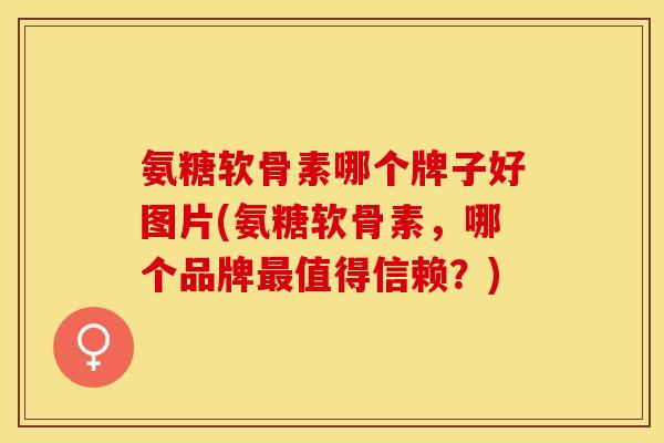 氨糖软骨素哪个牌子好图片(氨糖软骨素，哪个品牌最值得信赖？)-第1张图片-关节保镖