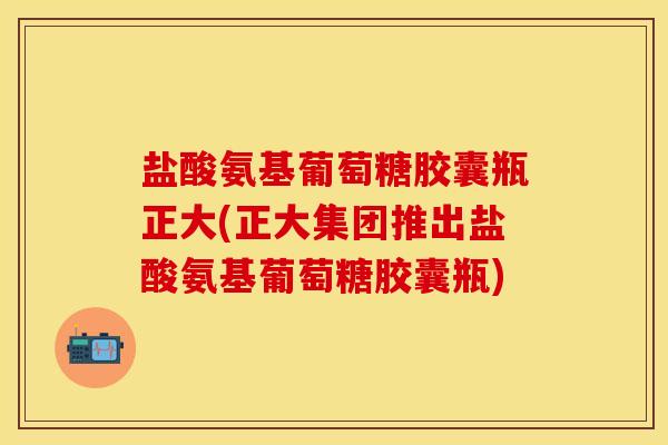 盐酸氨基葡萄糖胶囊瓶正大(正大集团推出盐酸氨基葡萄糖胶囊瓶)-第1张图片-关节保镖
