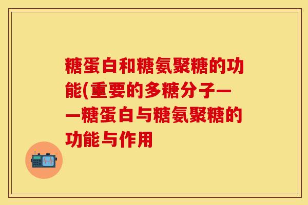 糖蛋白和糖氨聚糖的功能(重要的多糖分子——糖蛋白与糖氨聚糖的功能与作用-第1张图片-关节保镖