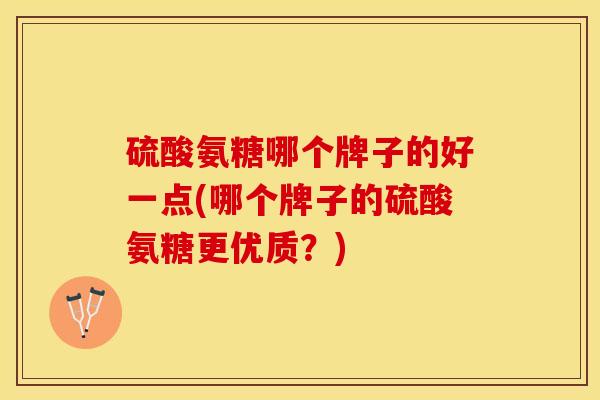 硫酸氨糖哪个牌子的好一点(哪个牌子的硫酸氨糖更优质？)-第1张图片-关节保镖