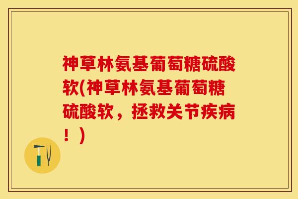 神草林氨基葡萄糖硫酸软(神草林氨基葡萄糖硫酸软，拯救关节疾病！)-第1张图片-关节保镖