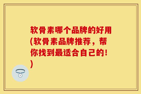 软骨素哪个品牌的好用(软骨素品牌推荐，帮你找到最适合自己的！)-第1张图片-关节保镖
